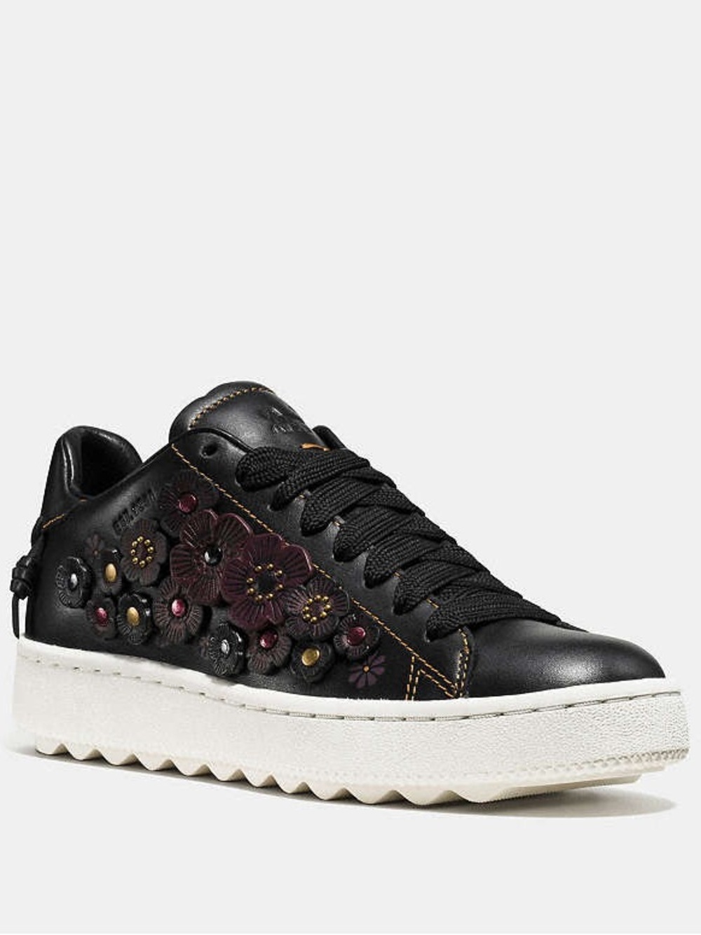 Coach Tea Rose Black Floral Embellished Women’s Sneaker